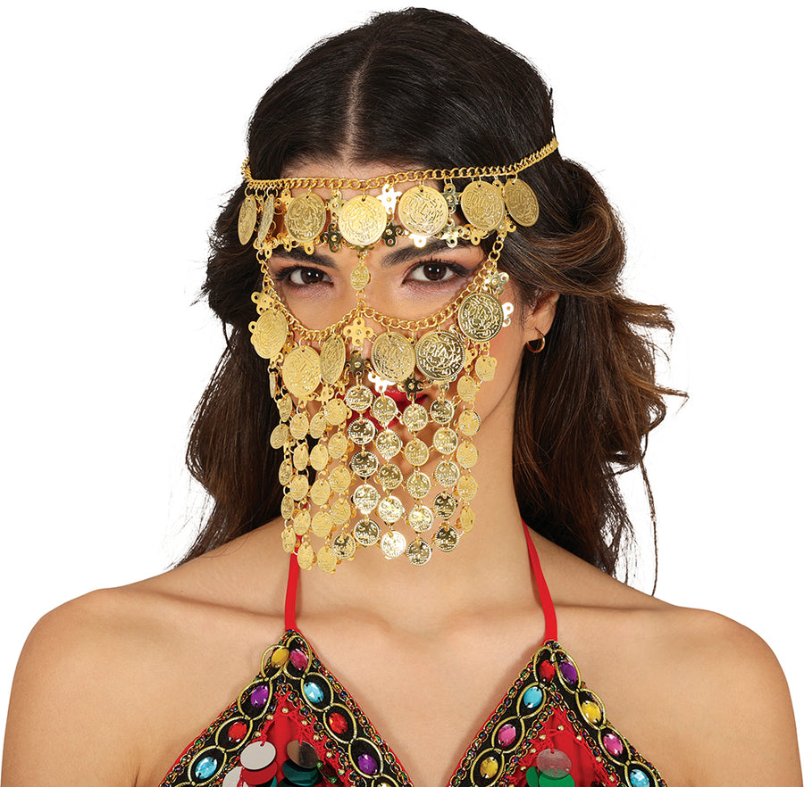 GP16871 – Wüstenprinz Maske Goldene Münzverzierung – Farbe: Gold, Ansicht 2