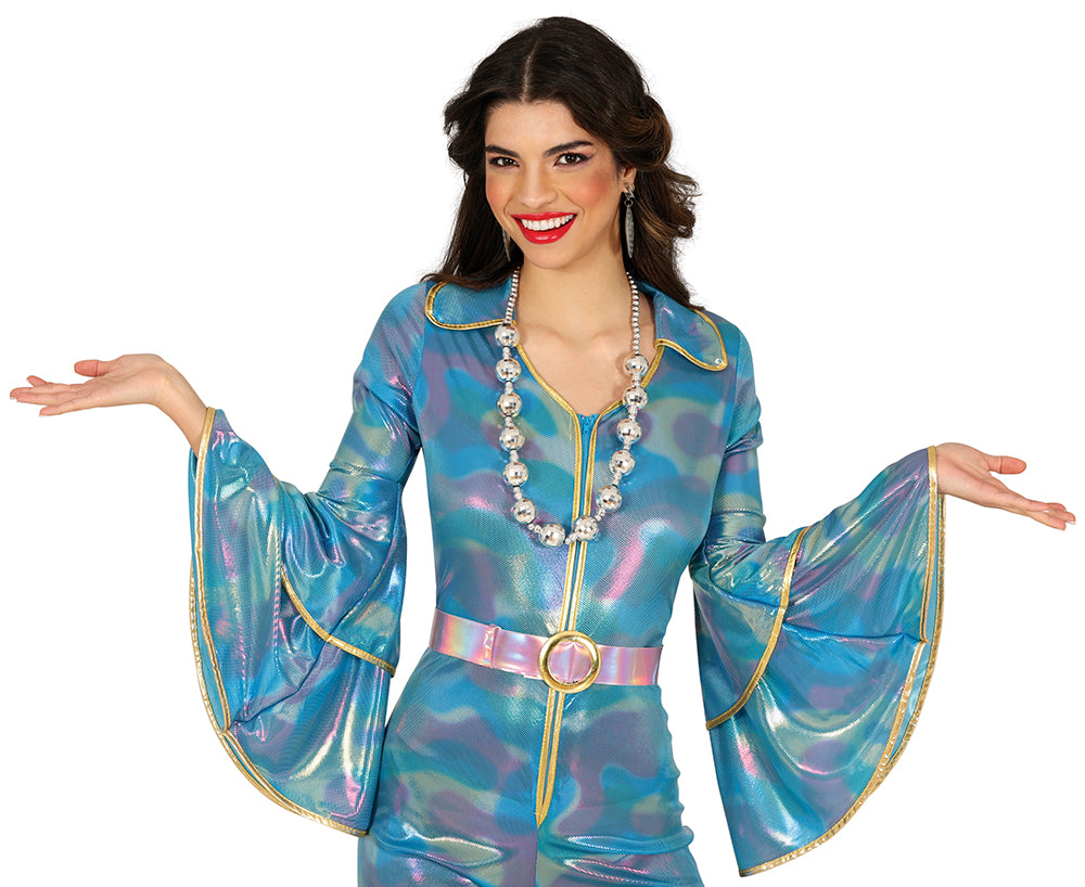 GP16892 – 70s Disco Glam Kette Funkelnde Kugeln – Farbe: Silber