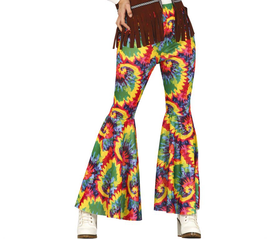 GP16826 – Hippie Bunte Schlaghose Retro Karneval – Größe: 42 - 44 (L) – Farbe: Mehrfarbig
