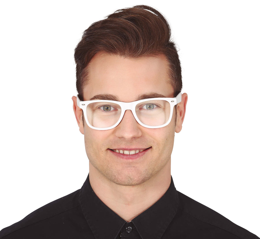 GP16934 – 80s 90s Retro Brille Weiß Klassiker – Farbe: Weiß, Ansicht 2