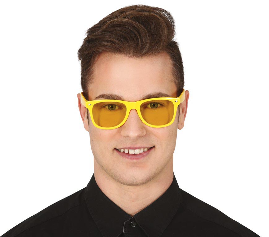 GP16934 – 80s 90s Retro Brille Weiß Klassiker – Farbe: Gelb