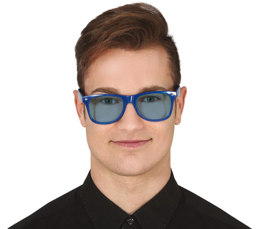 GP16934 – 80s 90s Retro Brille Weiß Klassiker – Farbe: Blau