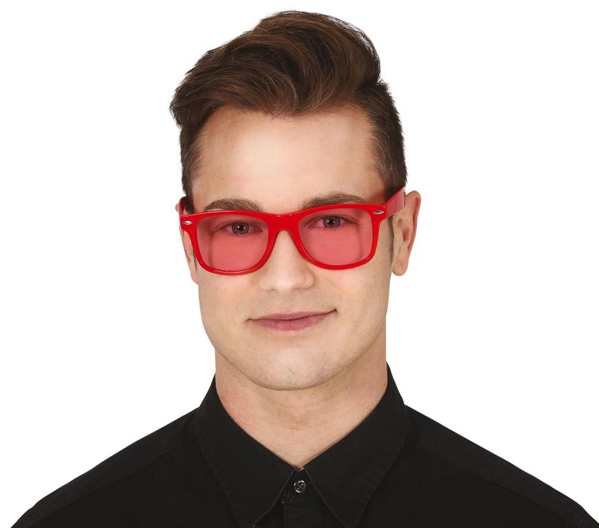 GP16934 – 80s 90s Retro Brille Weiß Klassiker – Farbe: Rot