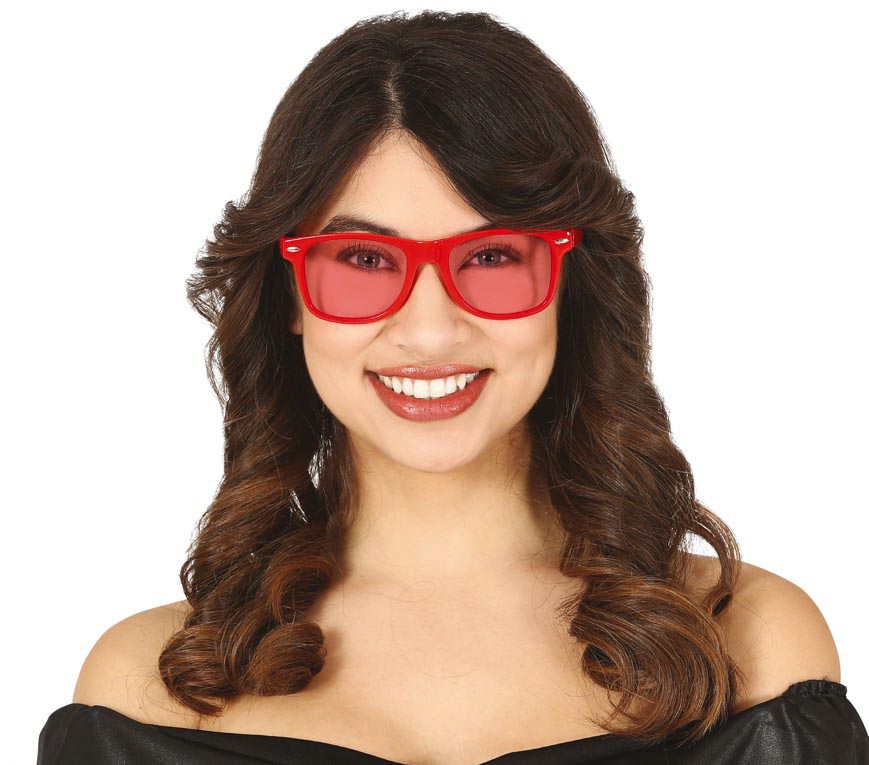 GP16934 – 80s 90s Retro Brille Weiß Klassiker – Farbe: Rot