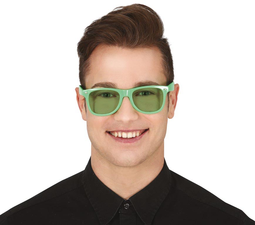 GP16934 – 80s 90s Retro Brille Weiß Klassiker – Farbe: Grün