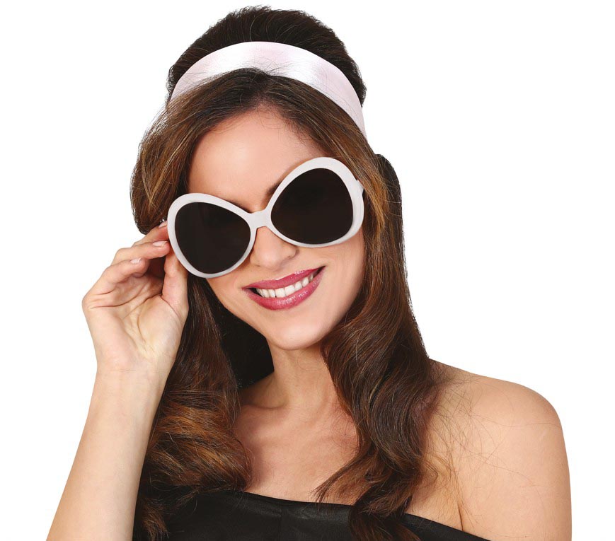 GP16938 – 70S Retro Brille Karneval – Farbe: Weiß