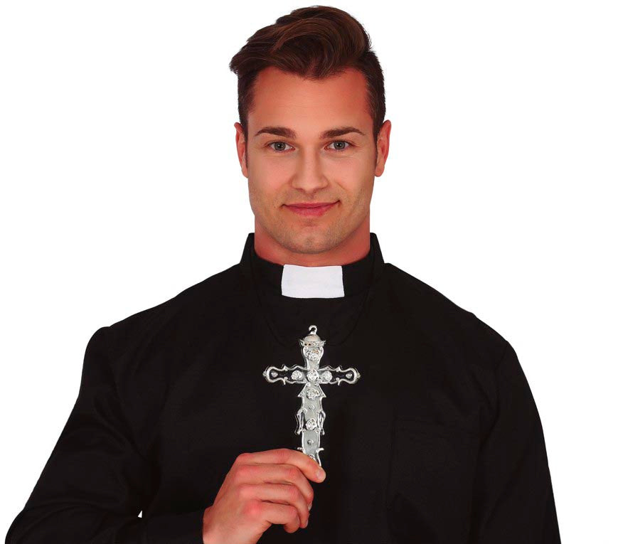 Priester Kreuz für Erwachsene 15 cm silber