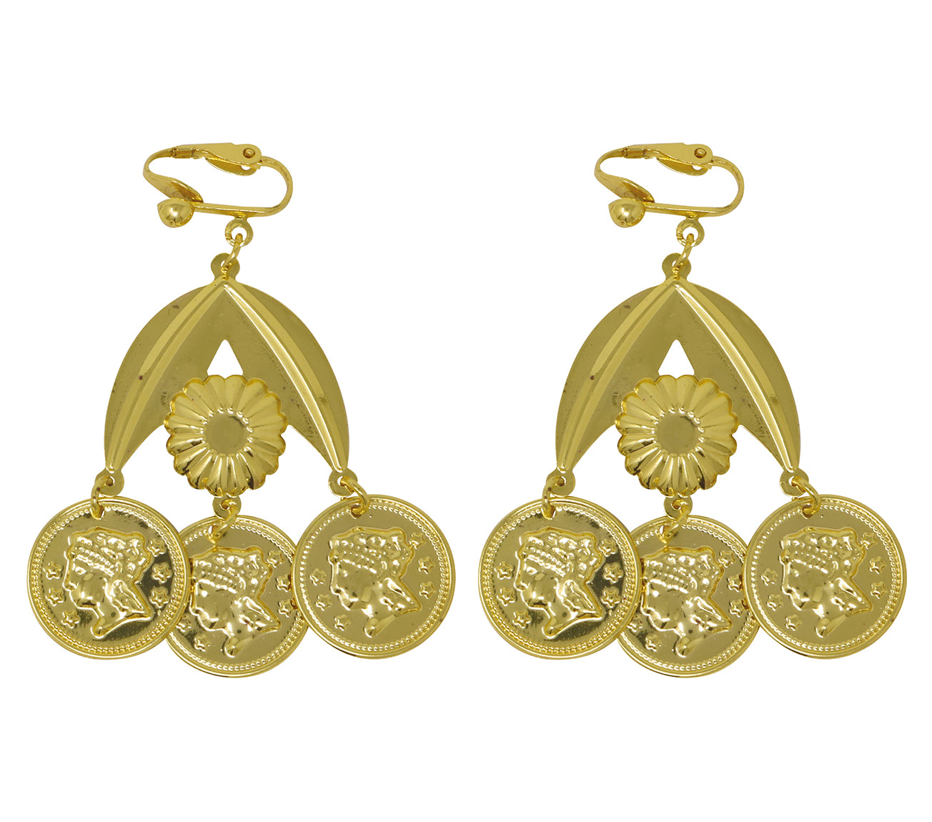 GP16948 – Karneval Spiele Ohrringe Münzen Look – Farbe: Gold