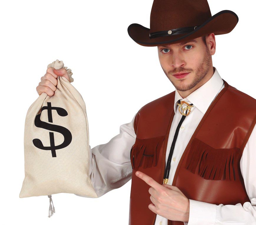 GP16988 – Cowboy Wilder Westen Geldsack Karneval – Farbe: Beige