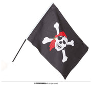 Piratenflagge mit Stab 42 x 30 cm Totenkopf, Bild 1