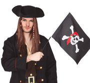 Piratenflagge mit Stab 42 x 30 cm Totenkopf, Bild 2