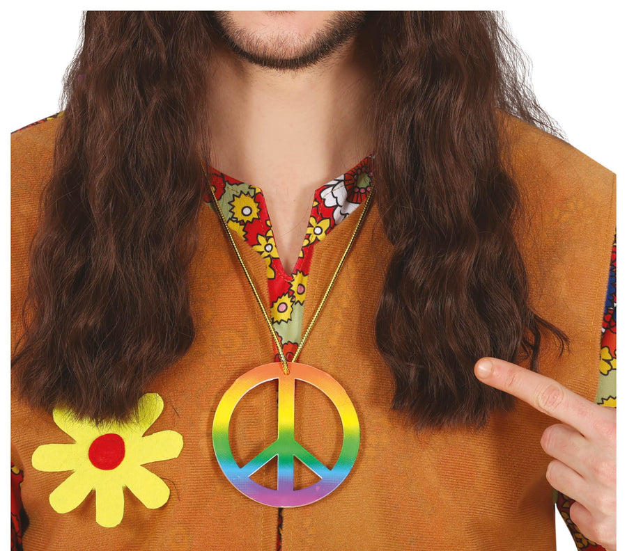 Peace Halskette für Erwachsene 8 cm Hippie