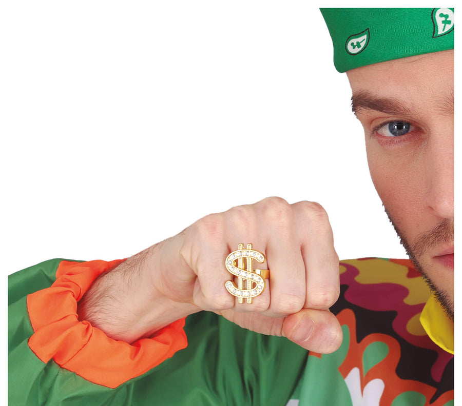 Dollar Ring für Erwachsene 3 cm Rapper
