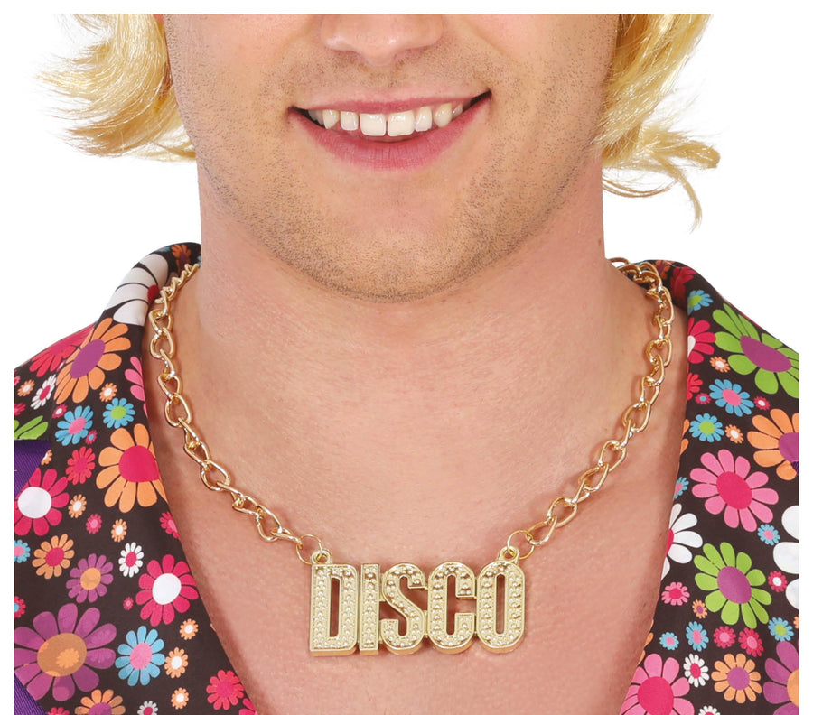 Disco Halskette für Erwachsene 7 cm gold