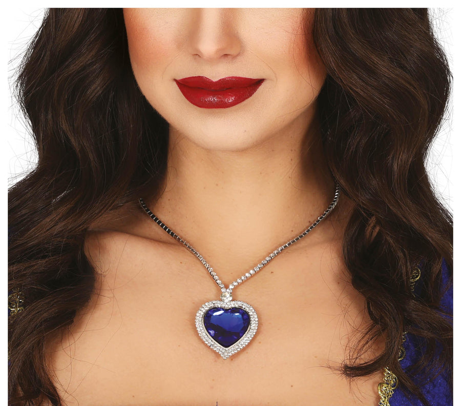 Herz Halskette für Damen 4 cm blau