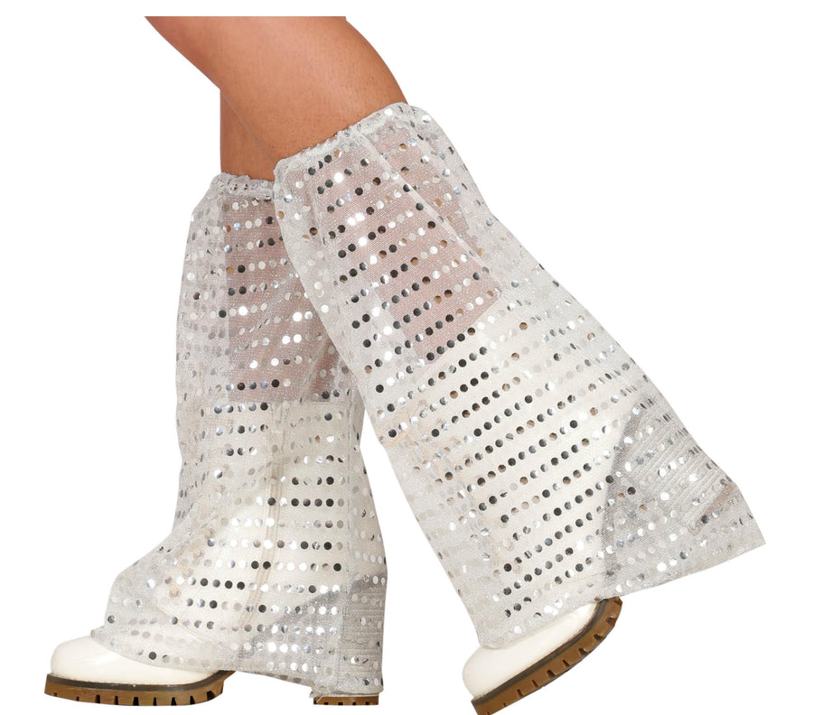 GP17069 – Disco Glam Glänzende Beinstulpen – Farbe: Silber, Ansicht 2
