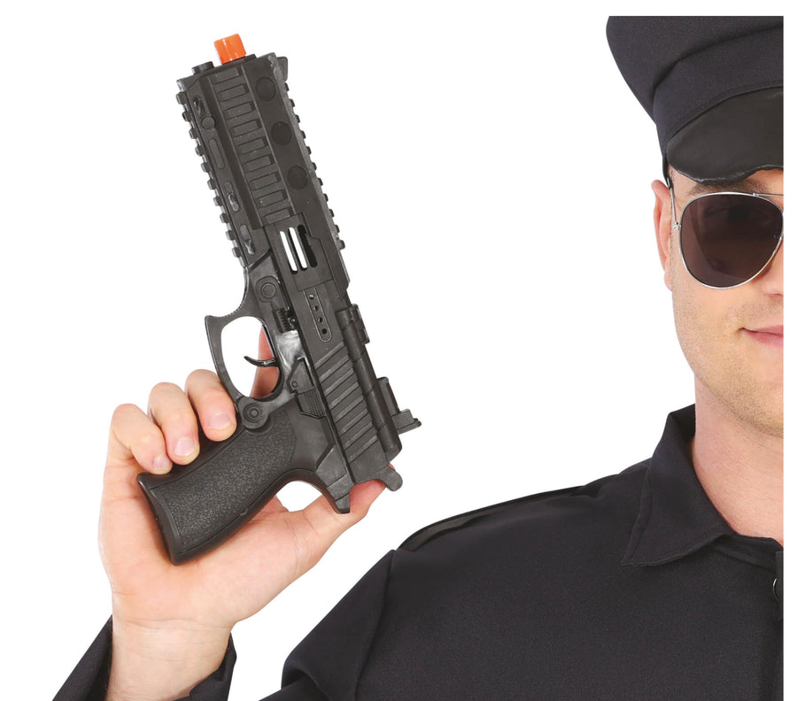 Polizei Pistole für Erwachsene 28 cm schwarz