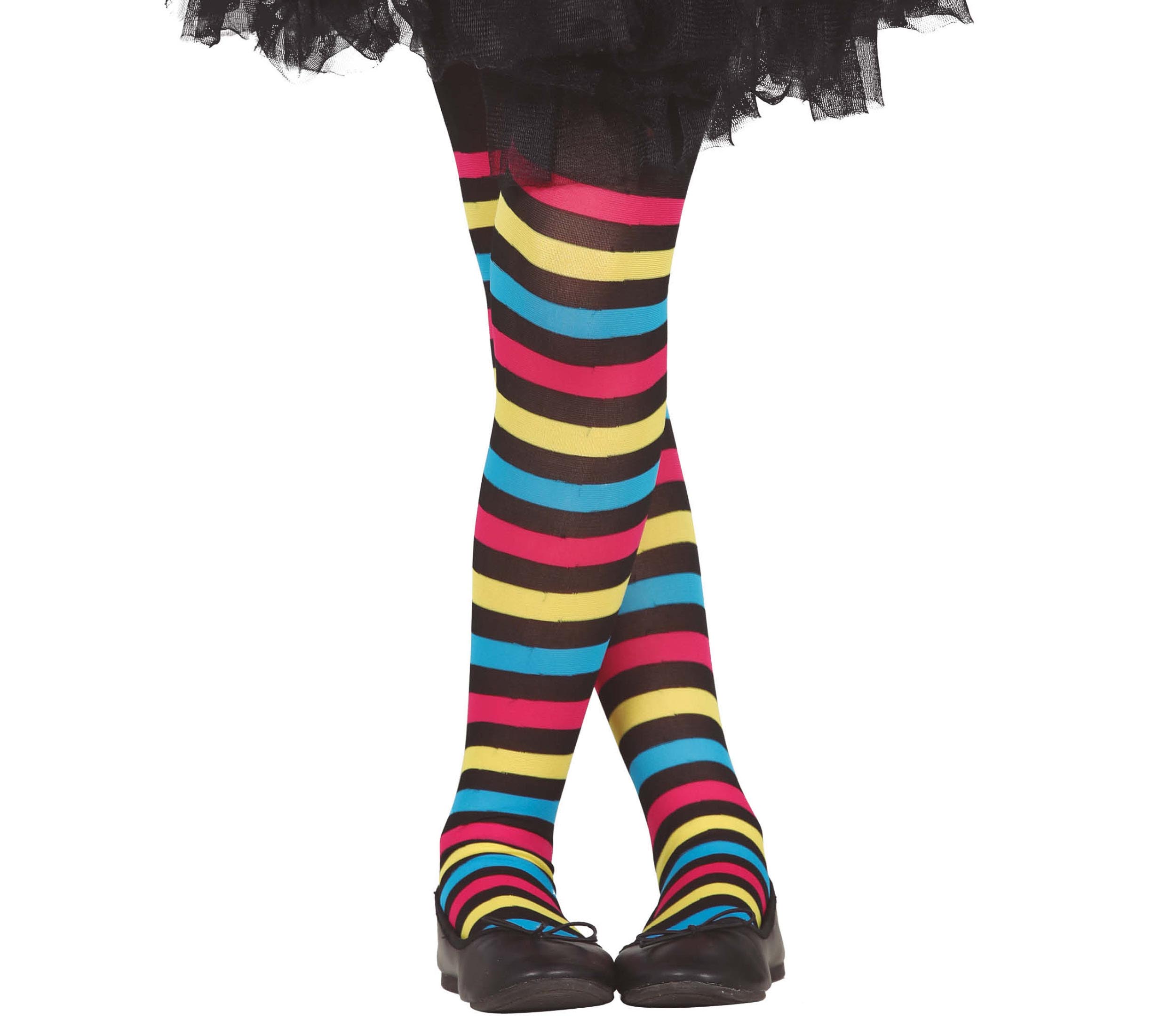 GP16155 – Hexe Regenbogenstrumpfhose Fasching – Größe: 7 - 12 Jahre – Farbe: Mehrfarbig