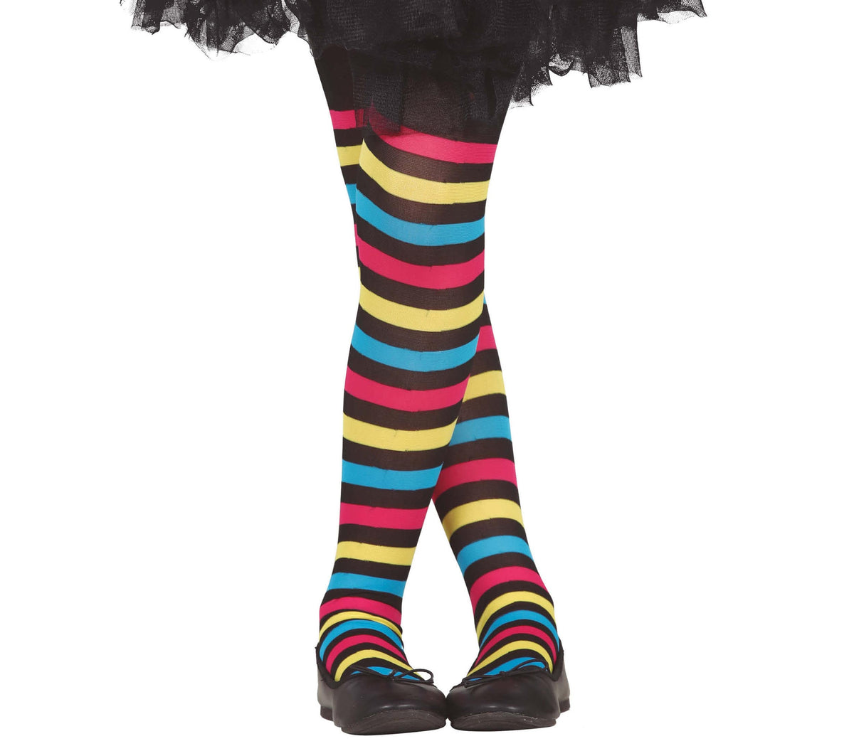 GP16155 – Hexe Regenbogenstrumpfhose Fasching – Größe: 7 - 12 Jahre – Farbe: Mehrfarbig