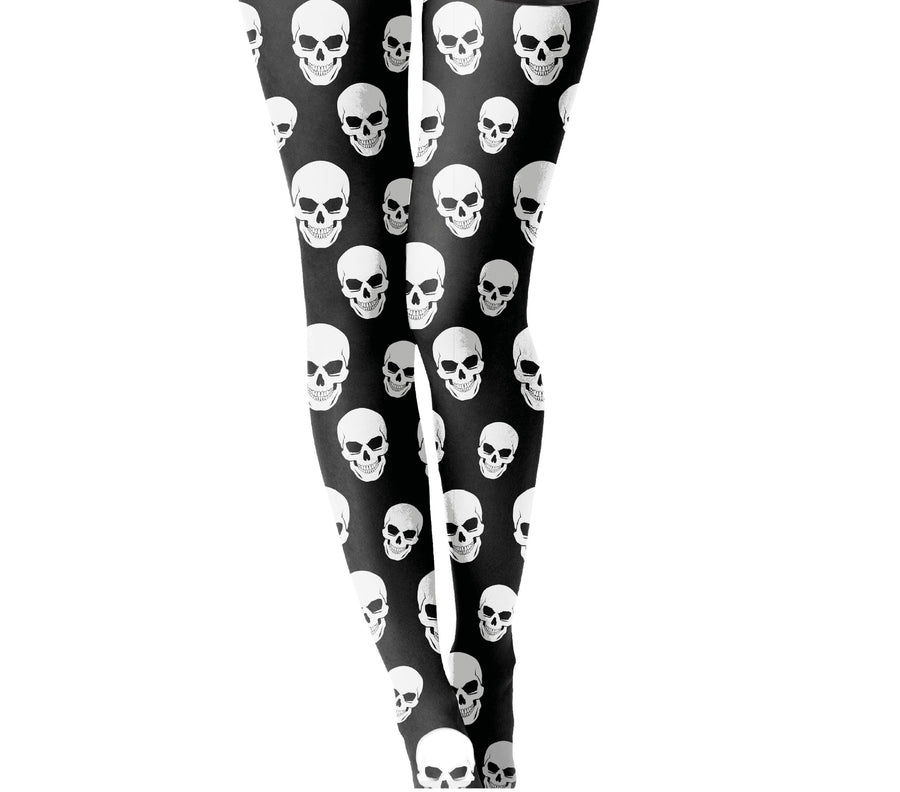 Totenkopf Strumpfhose für Damen schwarz weiß