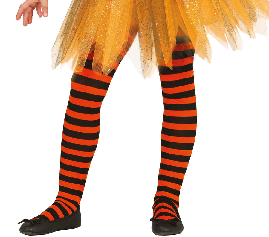 Halloween Ringelstrumpfhose für Mädchen orange