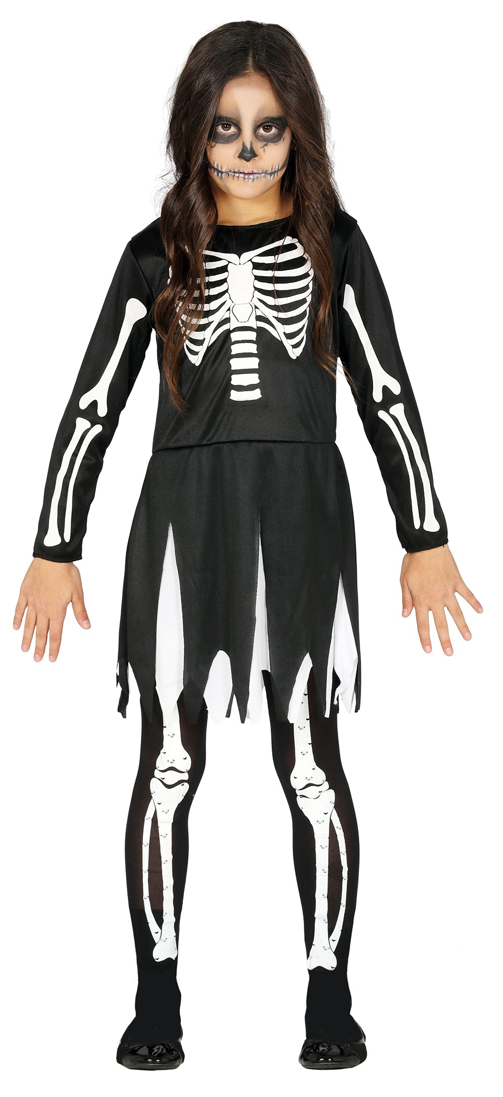GP17536 – Skelett Halloween Kostüm Party – Größe: 7 - 12 Jahre – Farbe: Schwarz