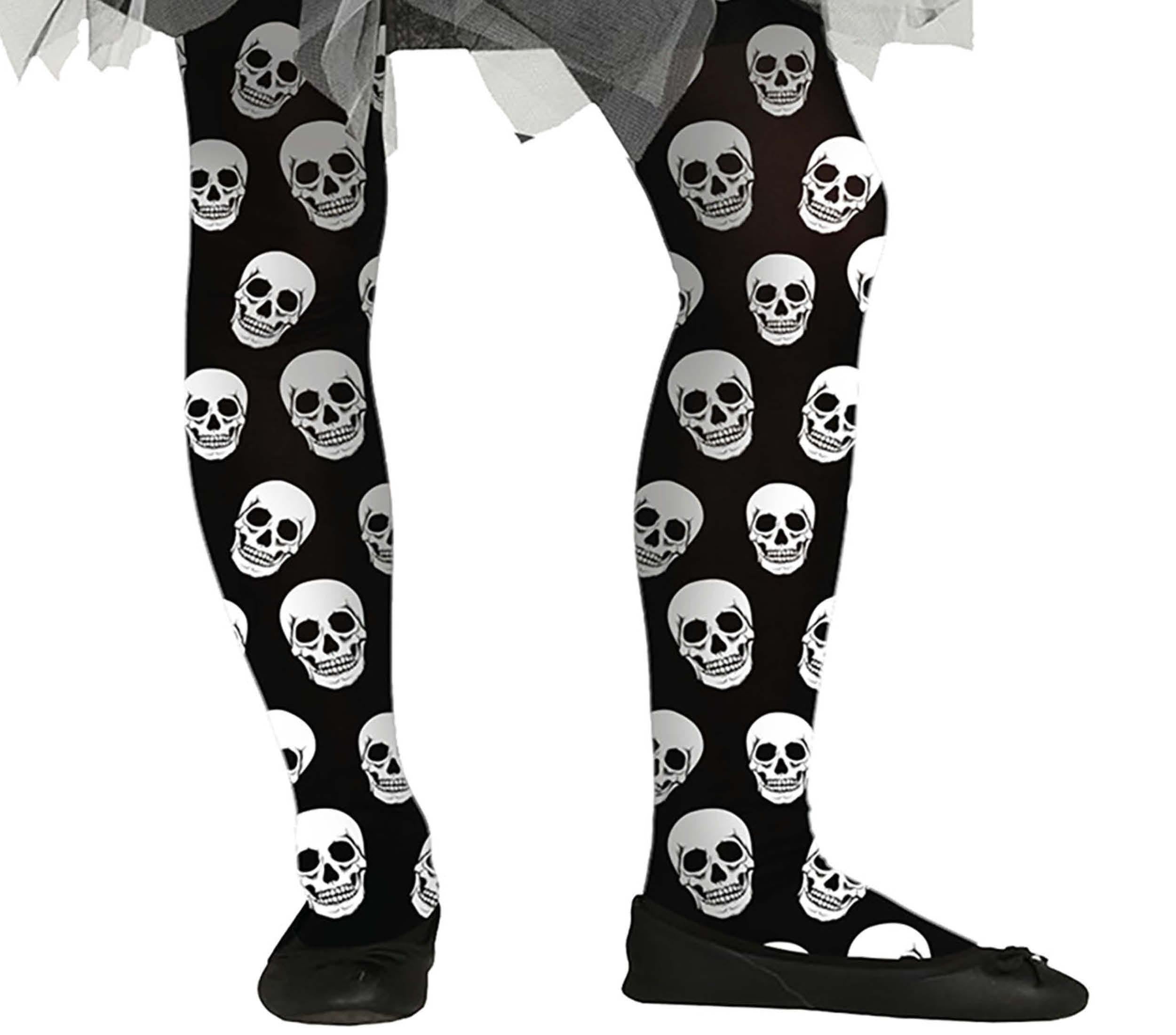 GP17149 – Skelett Totenkopf Strumpfhose Halloween – Größe: 7 - 12 Jahre