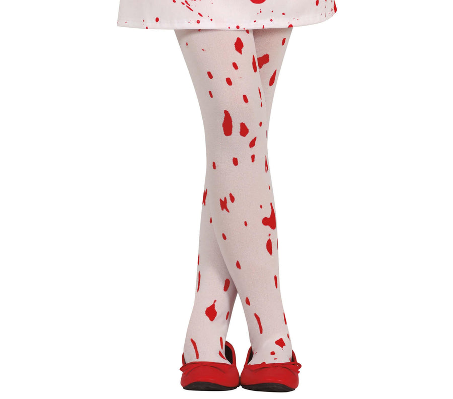 GP17156 – Halloween Strumpfhose Blutige Horror – Größe: 7 - 12 Jahre – Farbe: Weiß, Ansicht 2