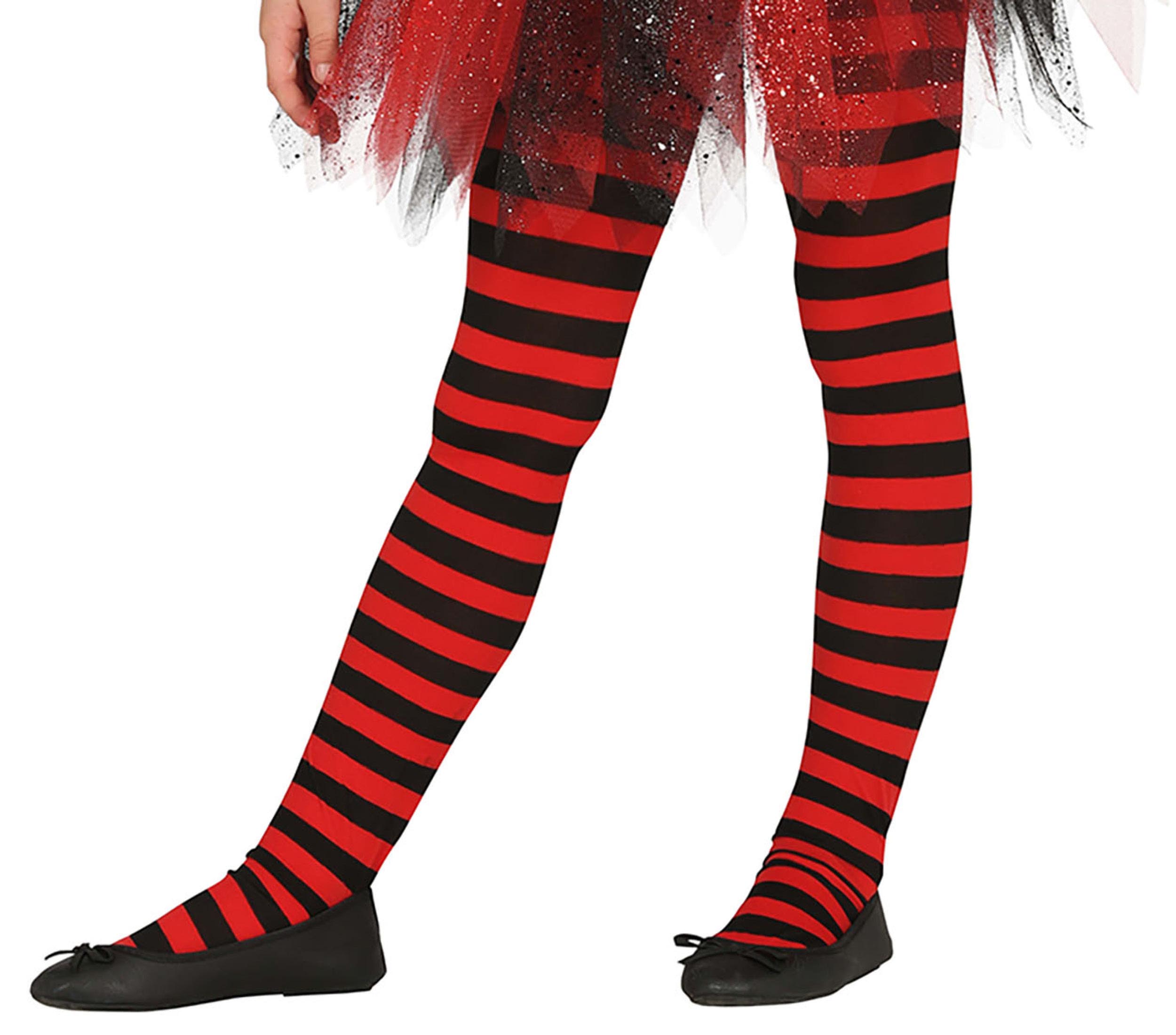 GP17218 – Marienkäfer Strumpf Rot Schwarz Gestreift – Größe: 3 - 6 Jahre – Farbe: Rot