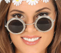 Runde Hippie Brille für Damen mit Strasssteinen