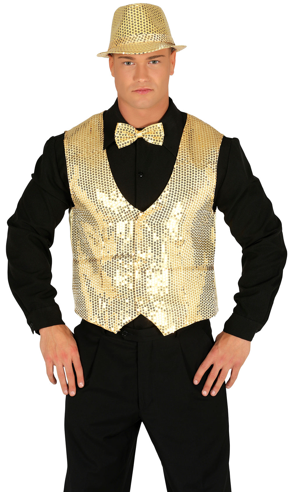 GP17354 – Silvester Glamour Paillettenweste – Farbe: Rot, Silber, Gold