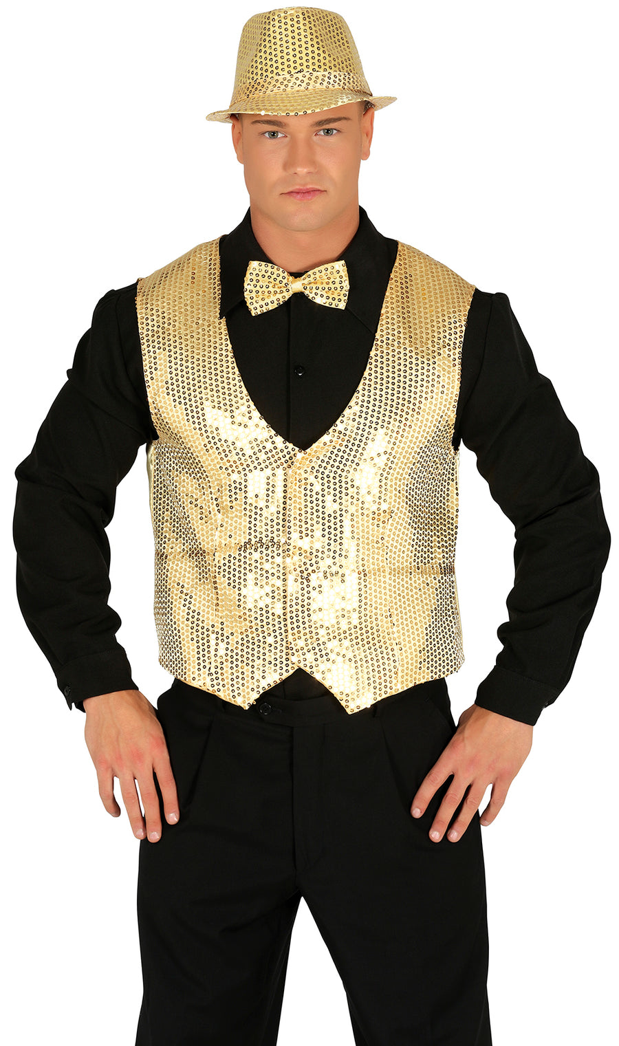 GP17354 – Silvester Glamour Paillettenweste – Farbe: Rot, Silber, Gold, Ansicht 2