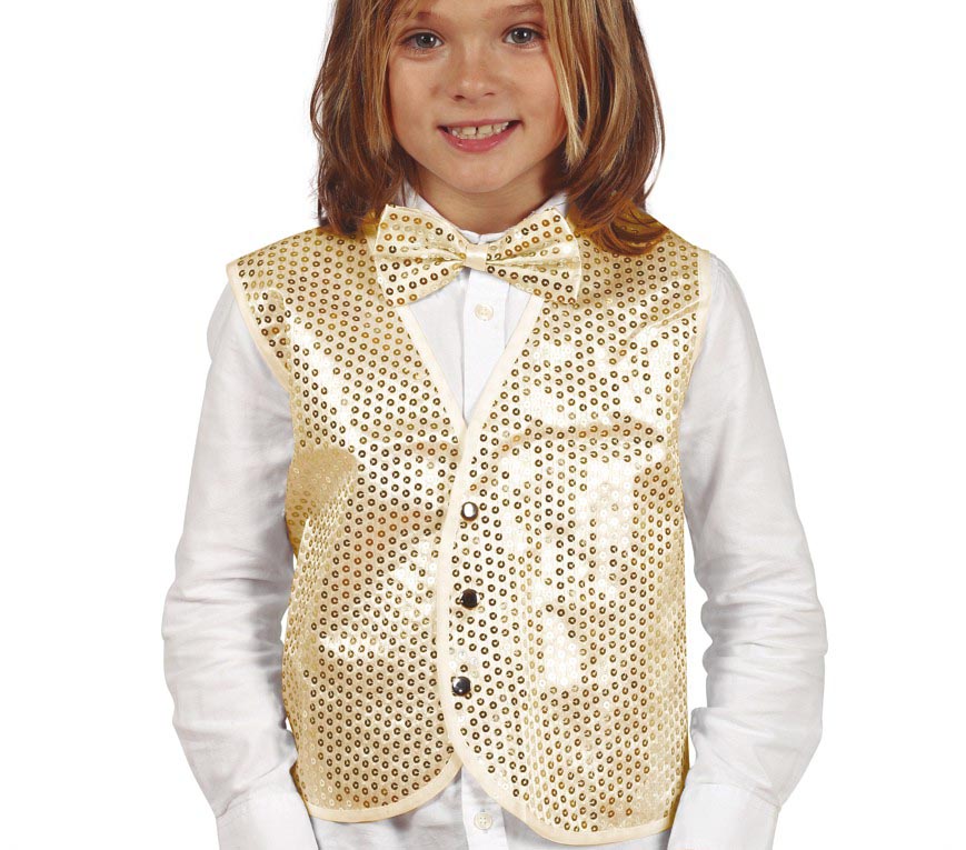 GP17421 – Pailletten Westen Kinder Karneval – Farbe: Gold