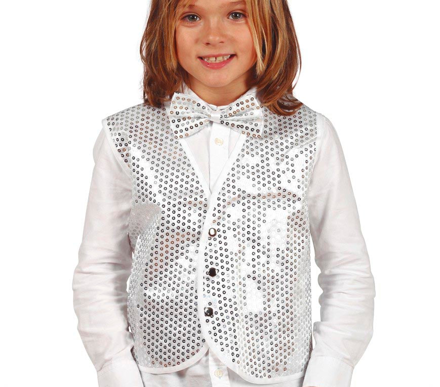 GP17421 – Pailletten Westen Kinder Karneval – Farbe: Silber