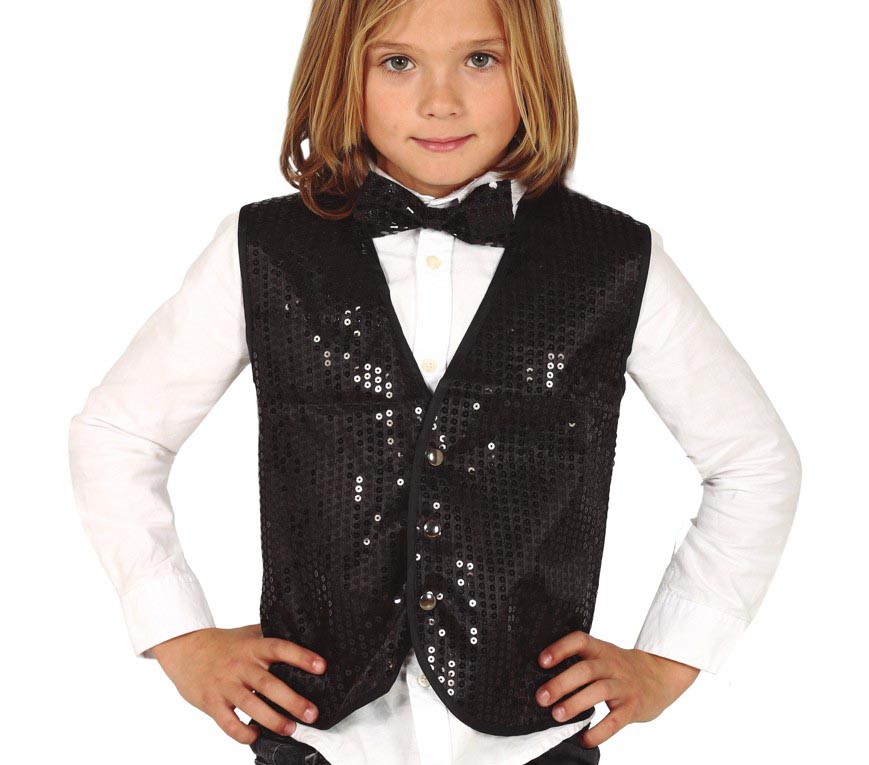 GP17421 – Pailletten Westen Kinder Karneval – Farbe: Schwarz