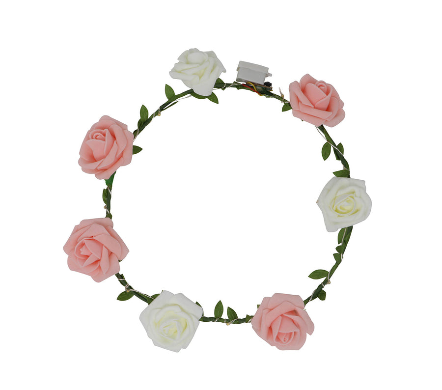 GP17489 – Prinzessin Blumen Haarkranz Karneval – Farbe: Pink, Ansicht 2