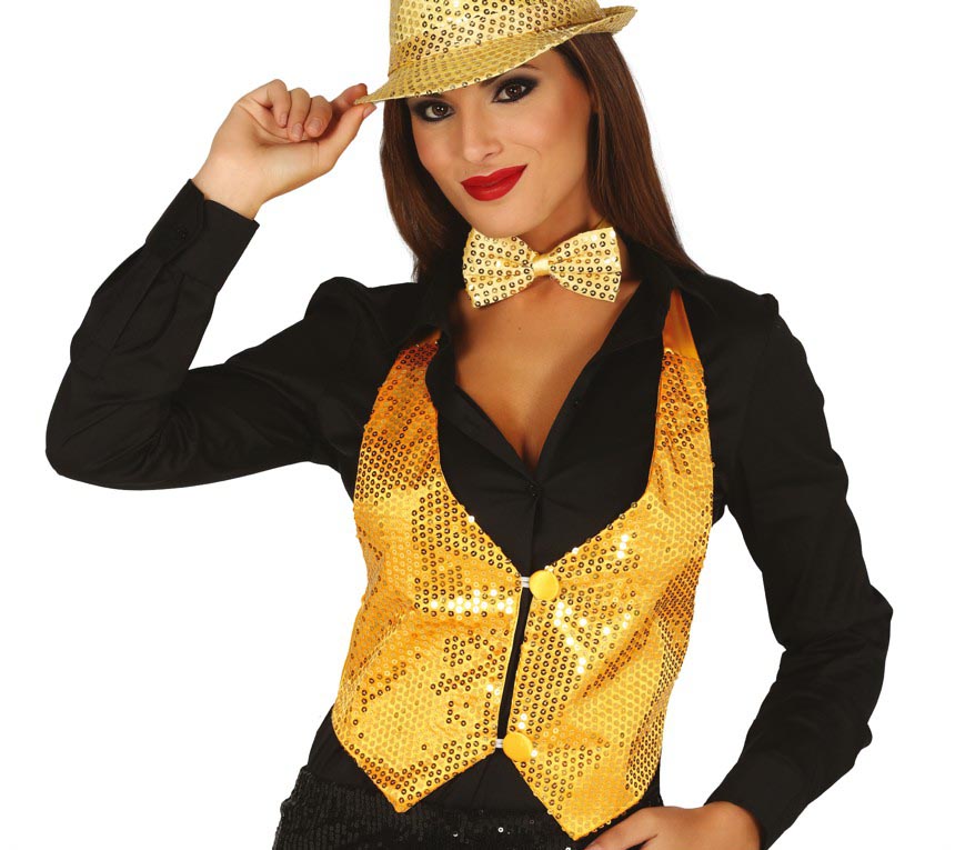 GP17502 – Silvester Paillettenweste Glitzer Weste – Farbe: Gold