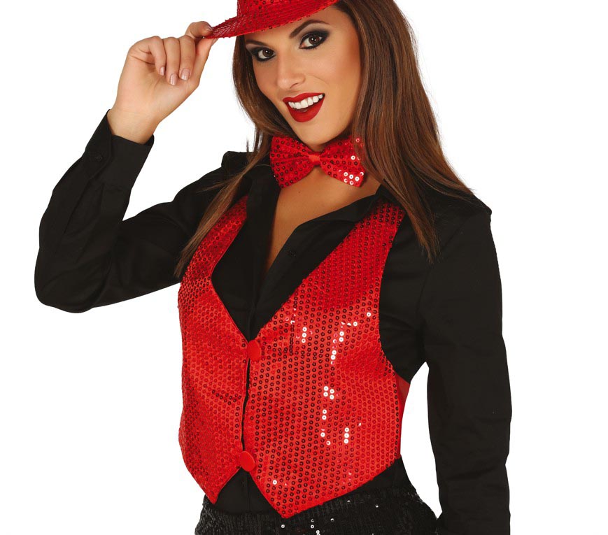 GP17502 – Silvester Paillettenweste Glitzer Weste – Farbe: Rot