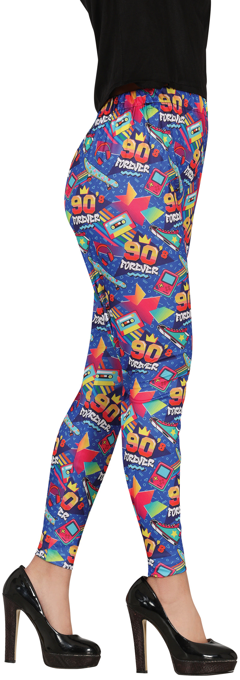 GP17550 – 90s Retro Bunt Party Muster Leggings – Größe: 38 - 40 (M)