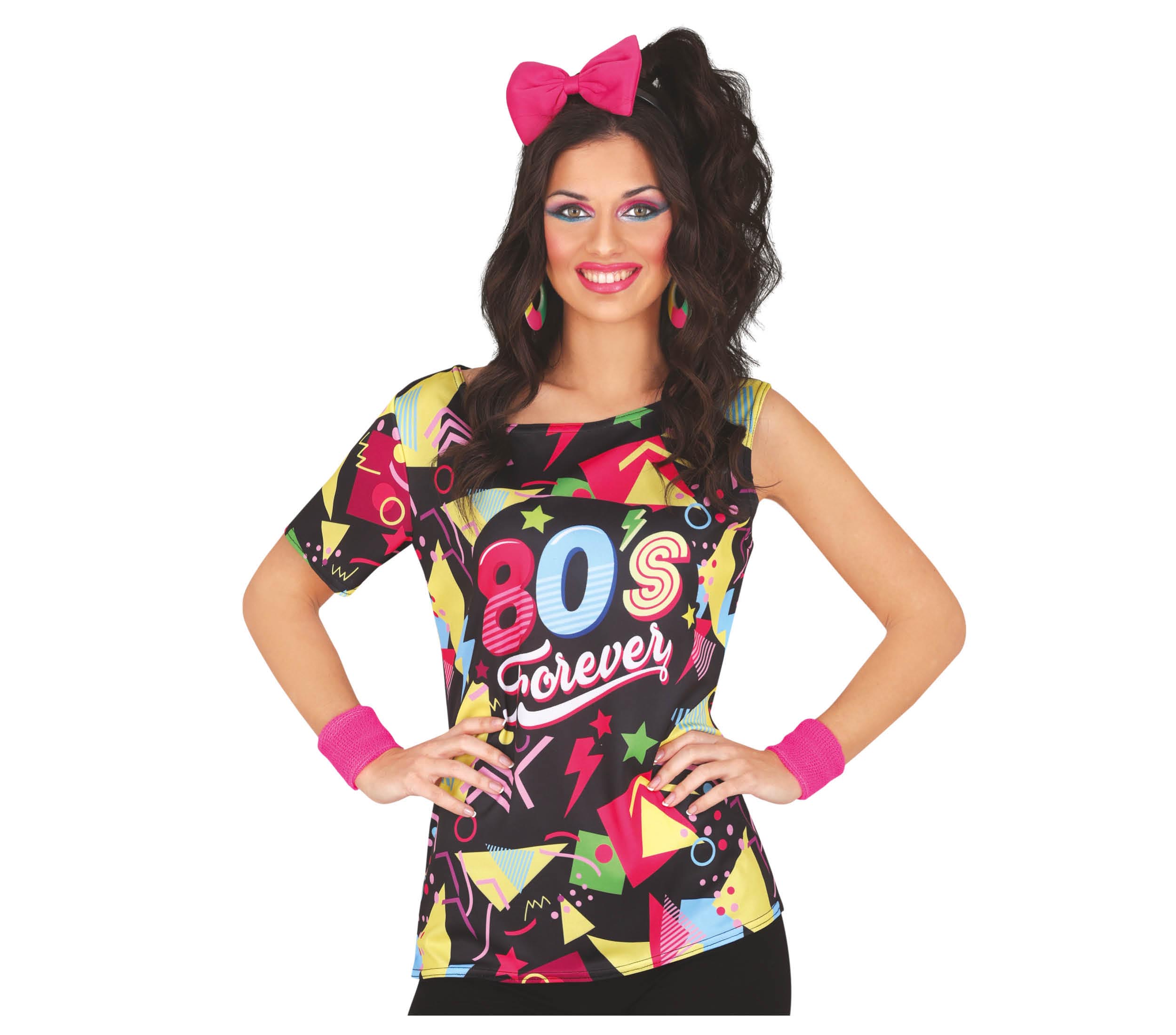 GP17552 – 80s Retro Party Style Shirt Vintage Kostüm – Größe: 42 - 44 (L) – Farbe: Mehrfarbig