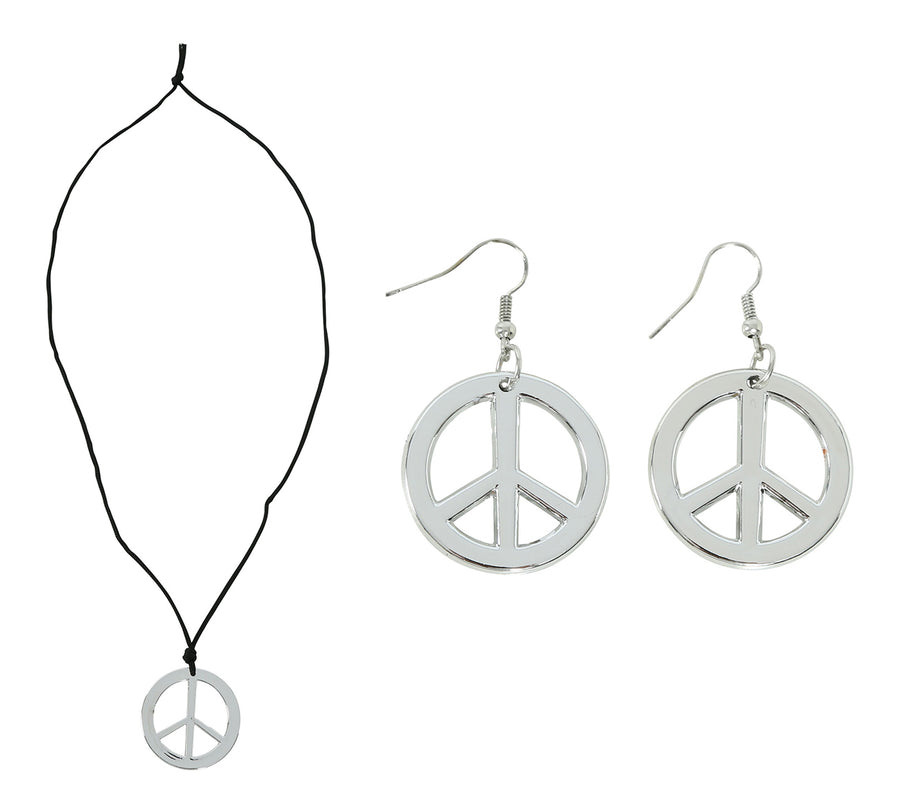 GP17591 – Hippie 60s Schmuckset Ohrringe – Farbe: Silber, Ansicht 2