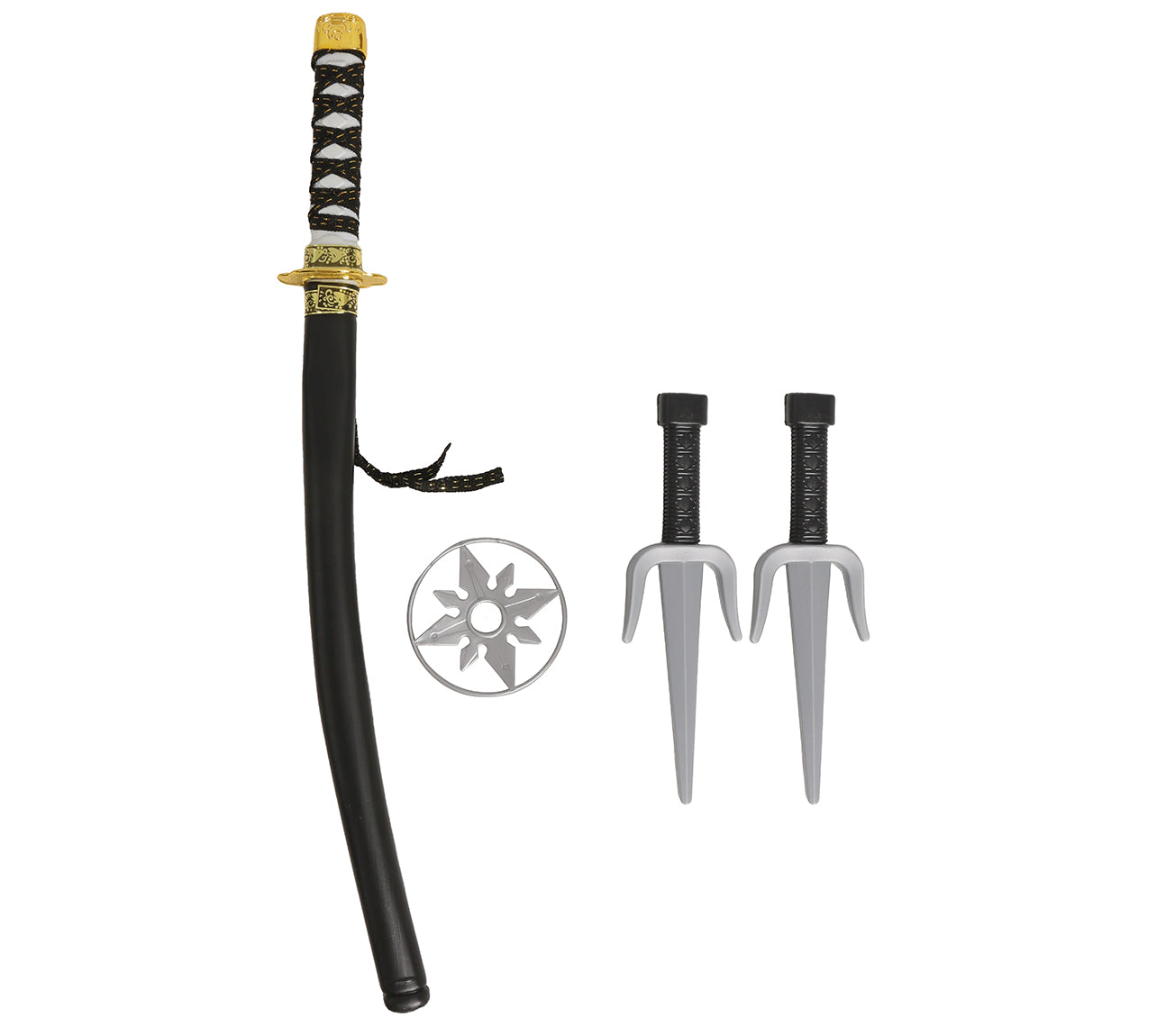 GP17604 – Ninja Kostüm Set Mit Samurai Schwert – Farbe: Schwarz