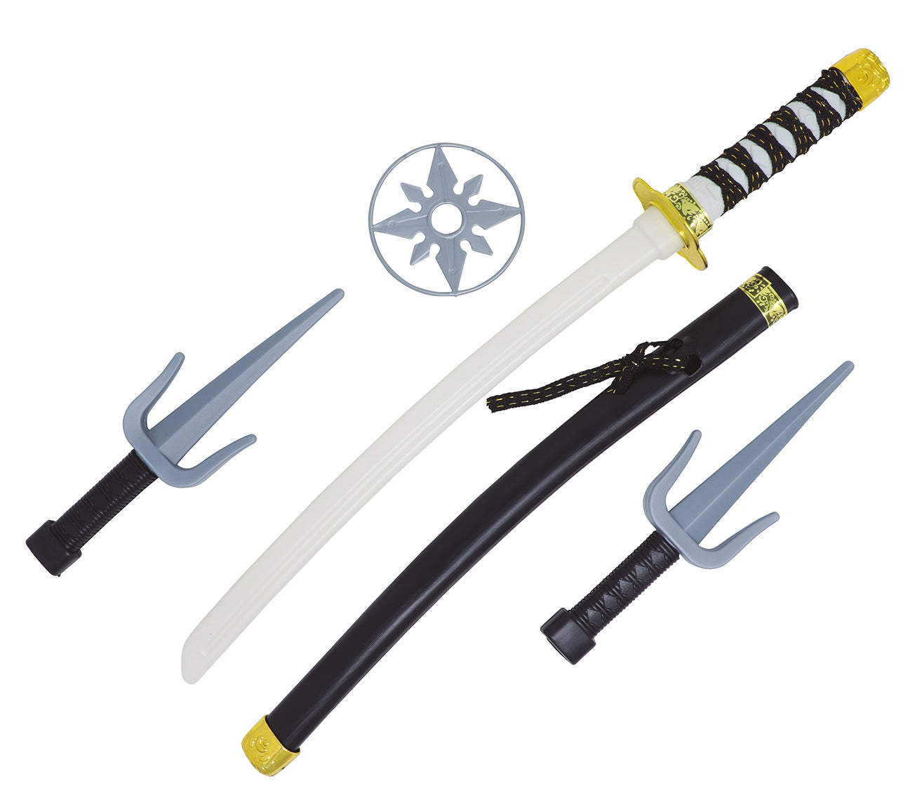 GP17604 – Ninja Kostüm Set Mit Samurai Schwert – Farbe: Schwarz