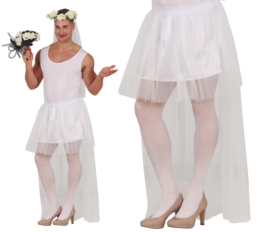 Braut Tutu für Herren 80 cm weiß