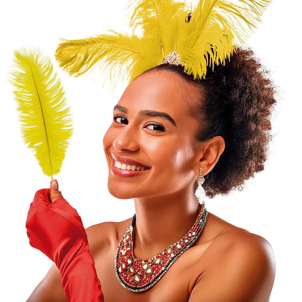 GP17643 – 20S Gelbe Deko Feder Karneval Fasching – Farbe: Gelb