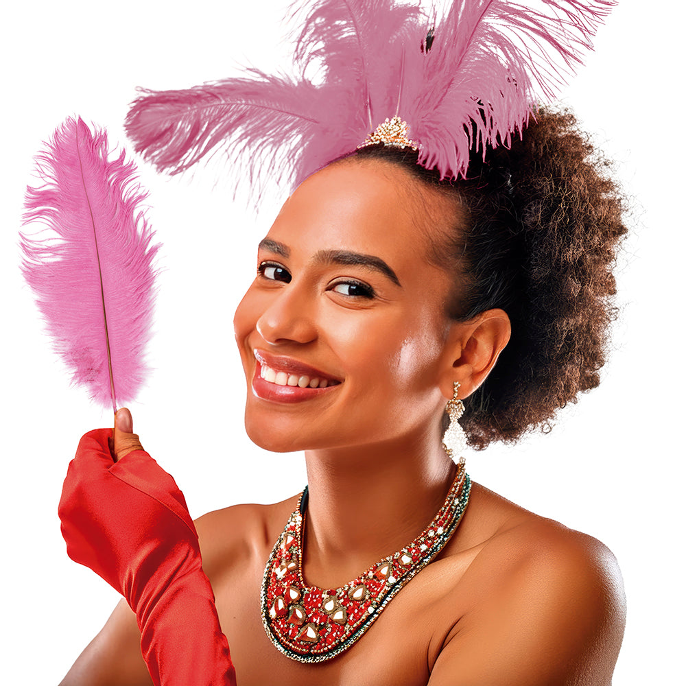 GP17643 – 20S Gelbe Deko Feder Karneval Fasching – Farbe: Pink