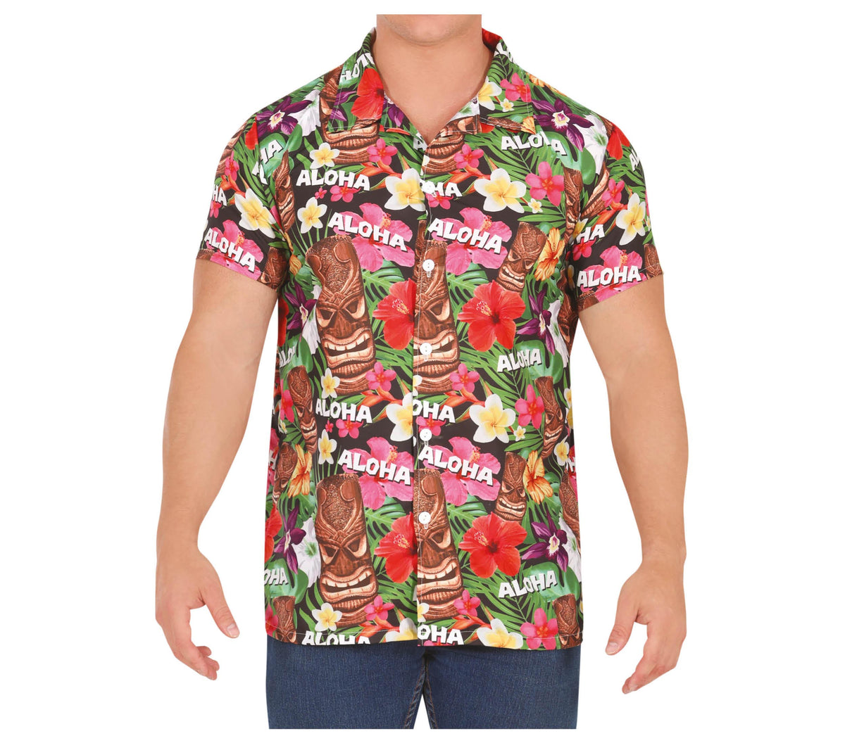 GP17788 – Hawaii Tropical Tiki Partyhemd Aloha – Größe: 52 - 54 (L) – Farbe: Mehrfarbig