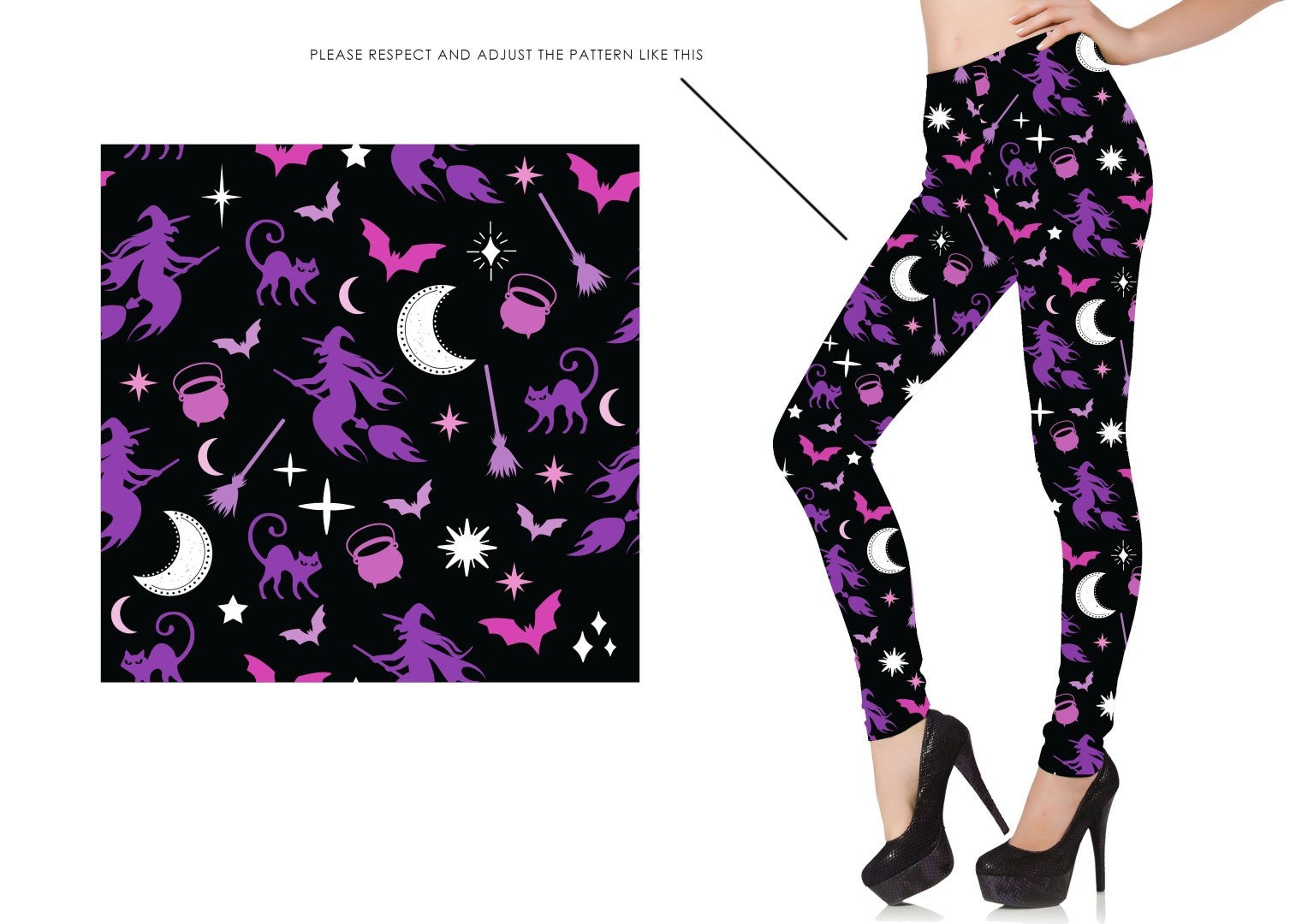 GP17814 – Hexenzauber Leggings Halloween Mystik – Größe: 38 - 40 (M), 42 - 44 (L) – Farbe: Mehrfarbig