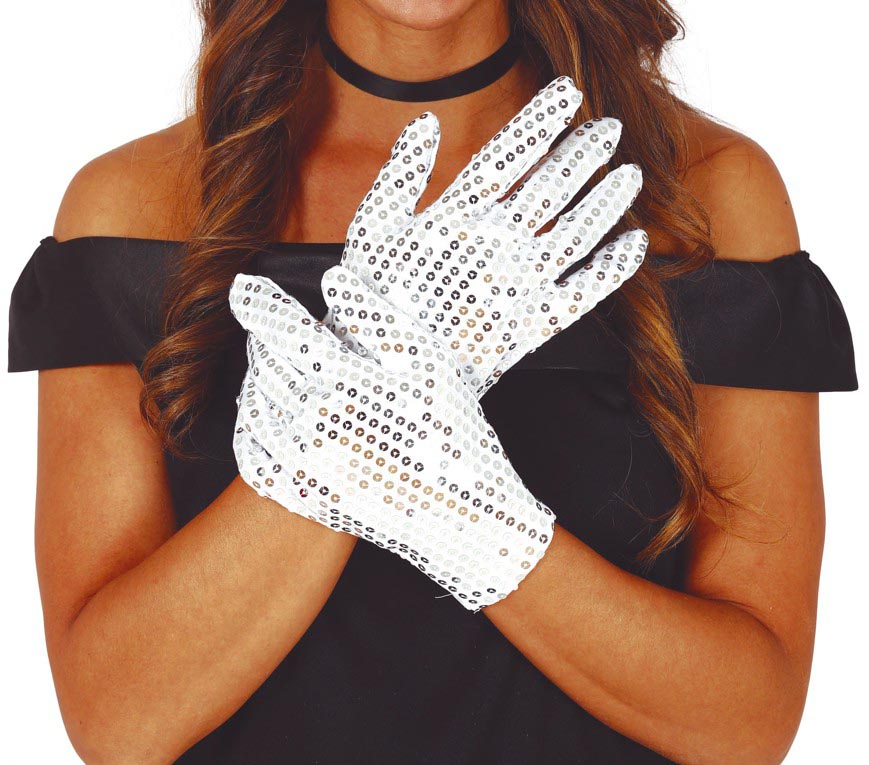 GP17866 – Pailletten Glitzer Handschuhe Karneval – Farbe: Silber, Ansicht 2