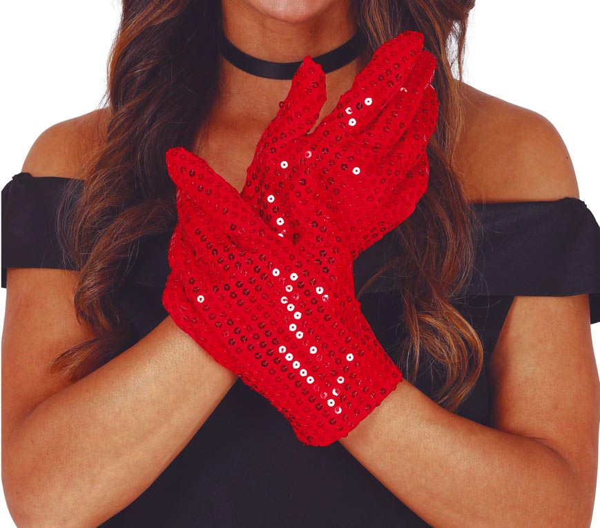GP17866 – Pailletten Glitzer Handschuhe Karneval – Farbe: Rot